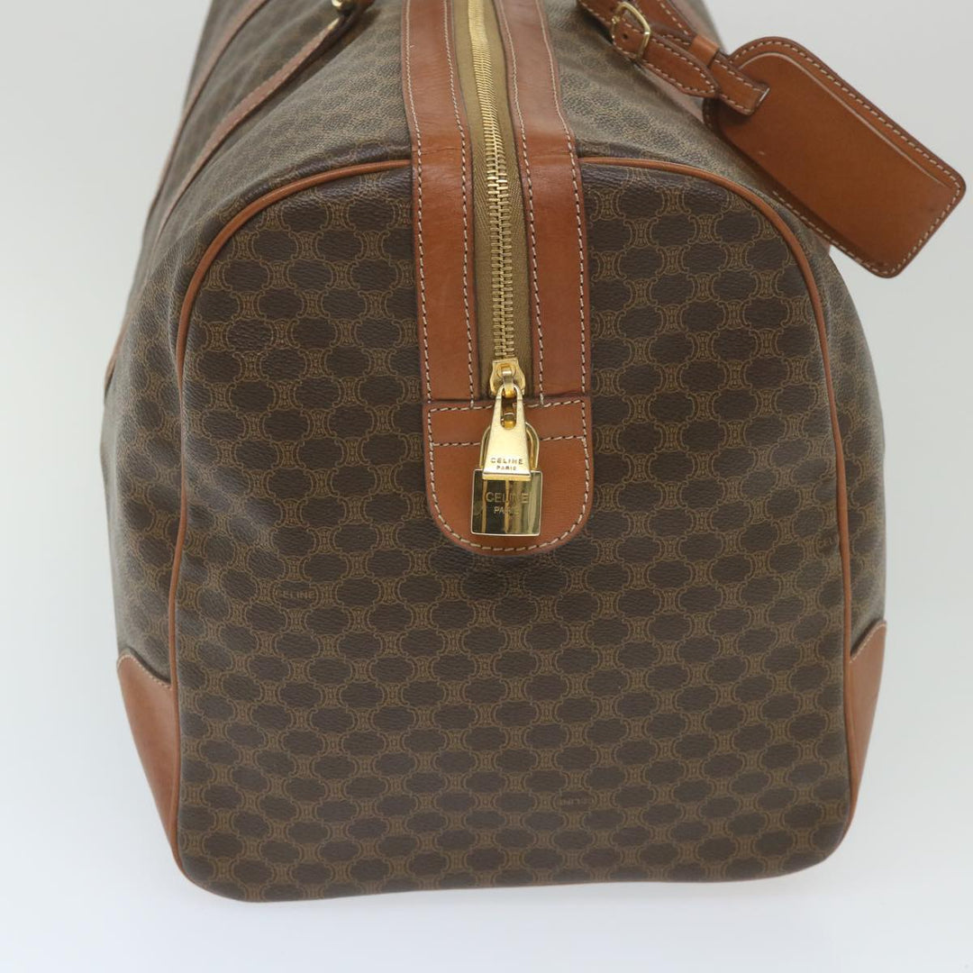 Celine Macadam Canvas Boston Bag PVC Leather Brown  ki3775