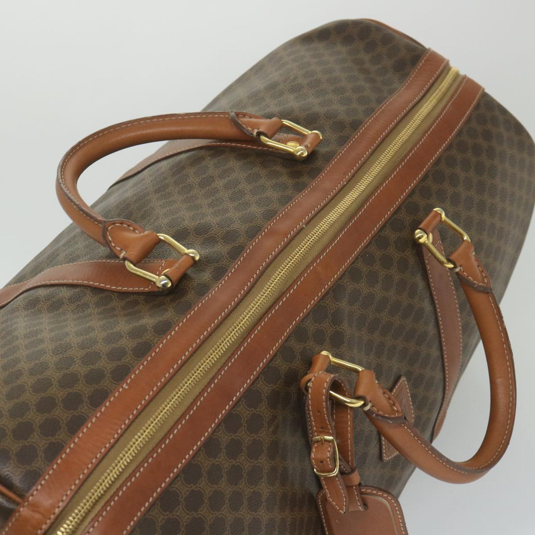 Celine Macadam Canvas Boston Bag PVC Leather Brown  ki3775