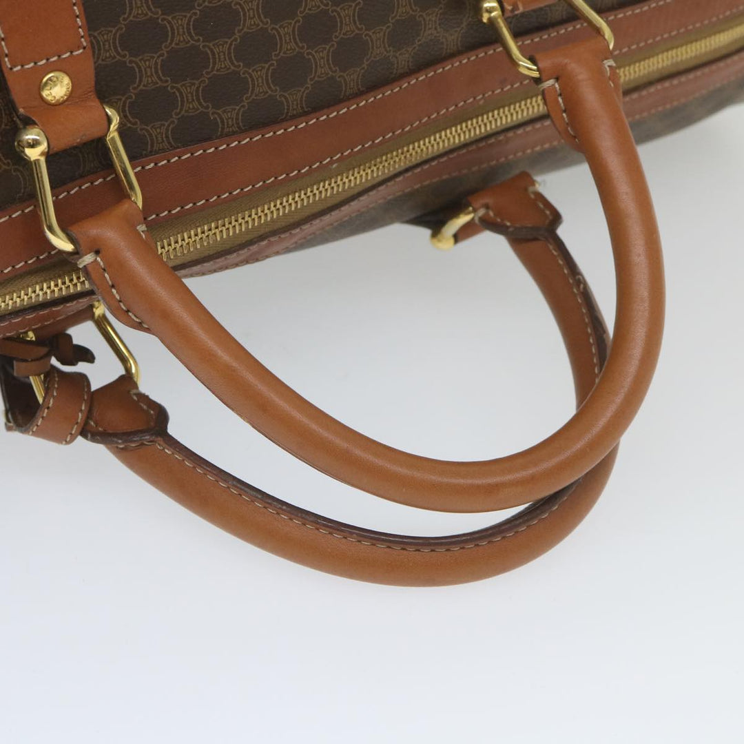 Celine Macadam Canvas Boston Bag PVC Leather Brown  ki3775