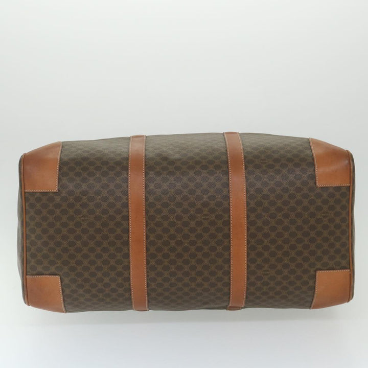 Celine Macadam Canvas Boston Bag PVC Leather Brown  ki3775