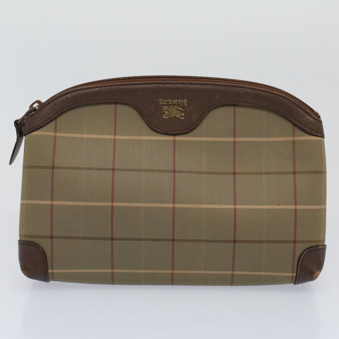 BURBERRYSs Nova Check Clutch Bag Nylon Canvas 2Set Beige Auth ki3793
