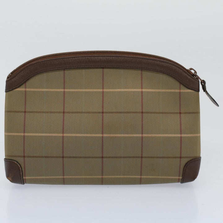 BURBERRYSs Nova Check Clutch Bag Nylon Canvas 2Set Beige Auth ki3793