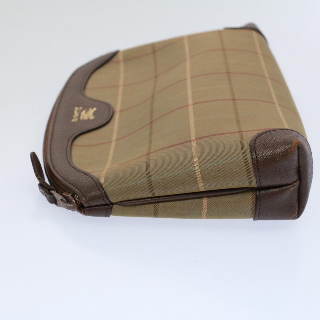 BURBERRYSs Nova Check Clutch Bag Nylon Canvas 2Set Beige Auth ki3793