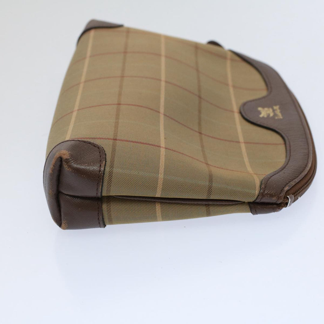 BURBERRYSs Nova Check Clutch Bag Nylon Canvas 2Set Beige Auth ki3793