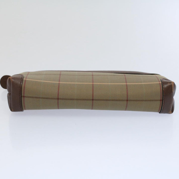 BURBERRYSs Nova Check Clutch Bag Nylon Canvas 2Set Beige Auth ki3793