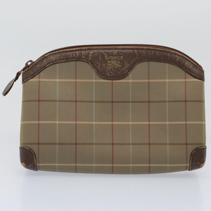 BURBERRYSs Nova Check Clutch Bag Nylon Canvas 2Set Beige Auth ki3793