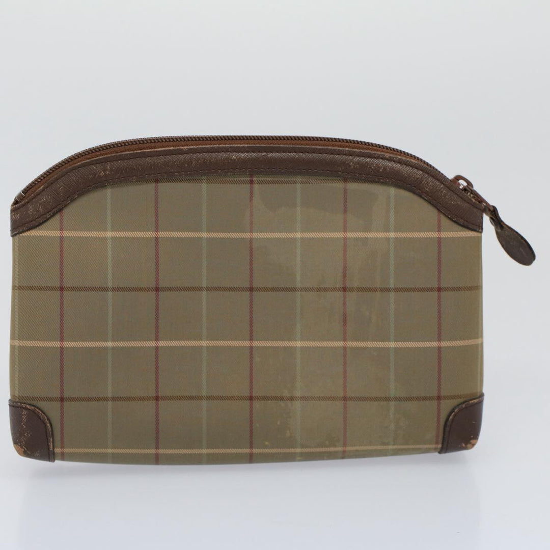 BURBERRYSs Nova Check Clutch Bag Nylon Canvas 2Set Beige Auth ki3793