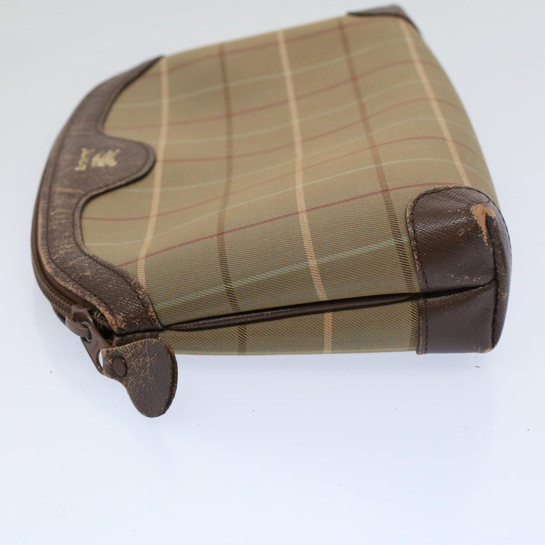 BURBERRYSs Nova Check Clutch Bag Nylon Canvas 2Set Beige Auth ki3793