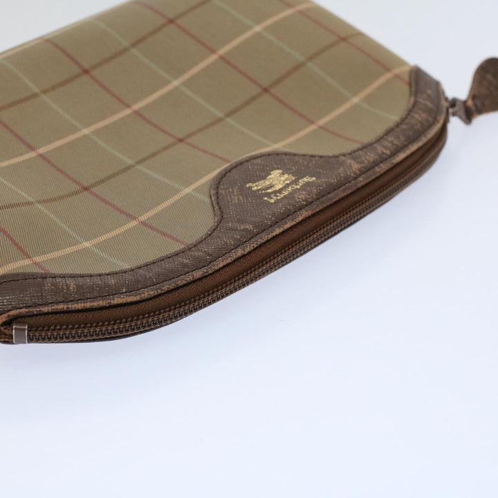 BURBERRYSs Nova Check Clutch Bag Nylon Canvas 2Set Beige Auth ki3793