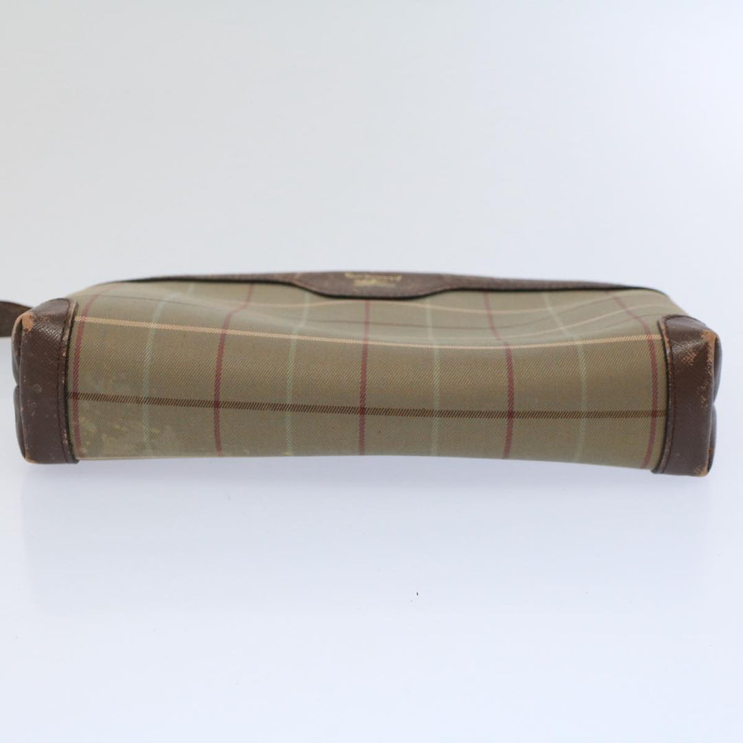 BURBERRYSs Nova Check Clutch Bag Nylon Canvas 2Set Beige Auth ki3793