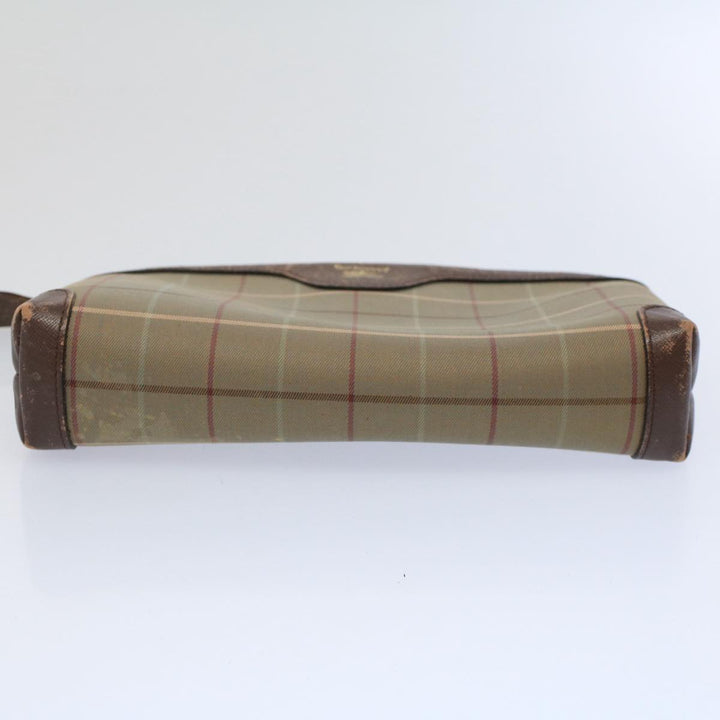 BURBERRYSs Nova Check Clutch Bag Nylon Canvas 2Set Beige Auth ki3793