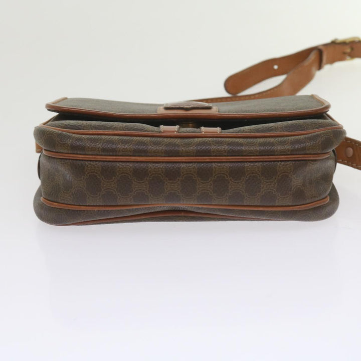 Celine Macadam Canvas Shoulder Bag PVC Leather Brown Auth ki3841