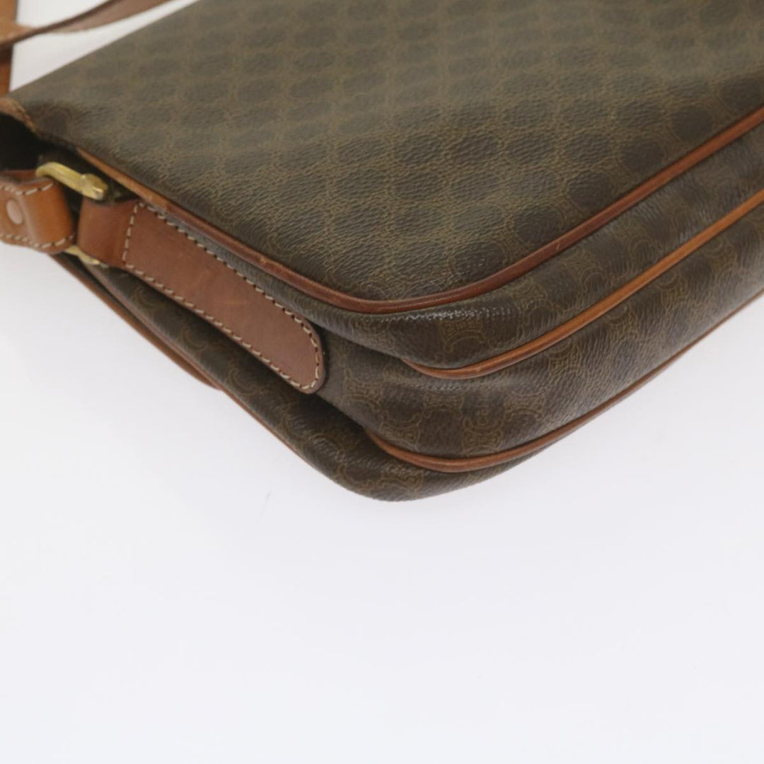 Celine Macadam Canvas Shoulder Bag PVC Leather Brown Auth ki3841
