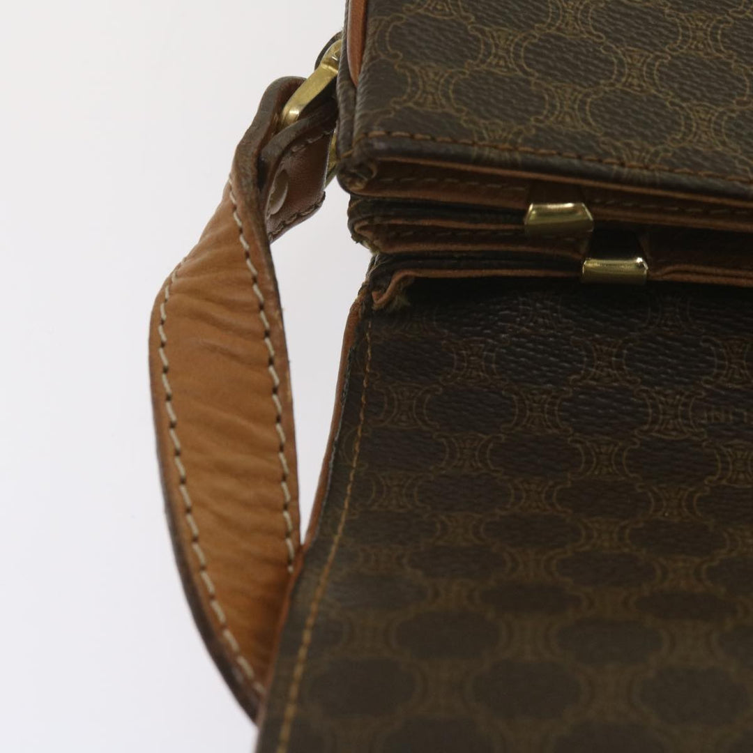 Celine Macadam Canvas Shoulder Bag PVC Leather Brown Auth ki3841
