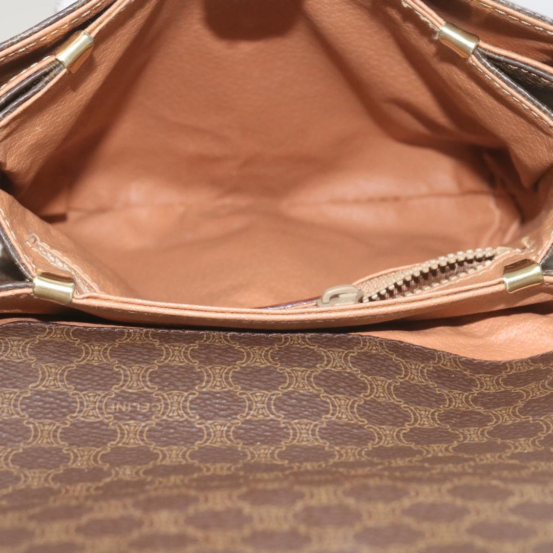 Celine Macadam Canvas Shoulder Bag PVC Leather Brown Auth ki3841
