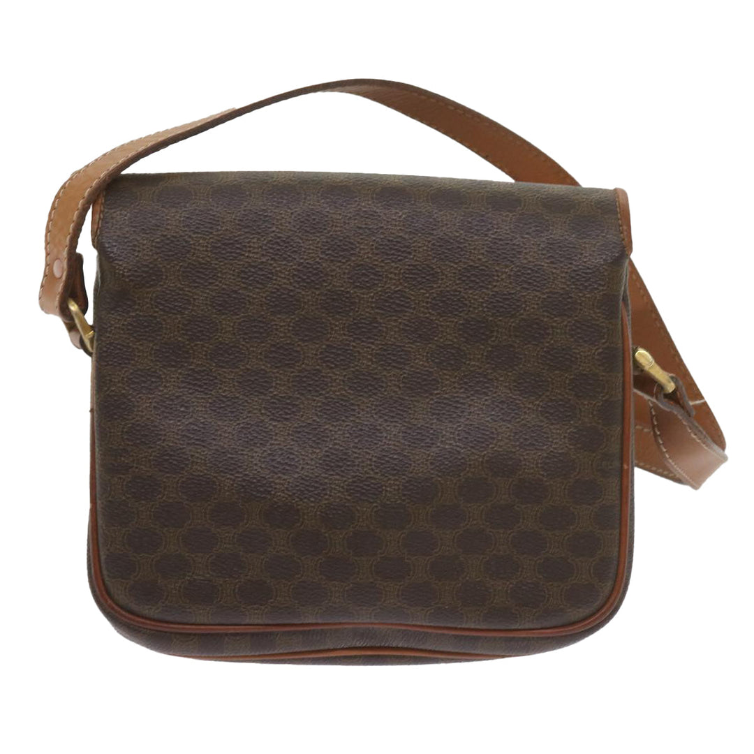 Celine Macadam Canvas Shoulder Bag PVC Leather Brown Auth ki3841