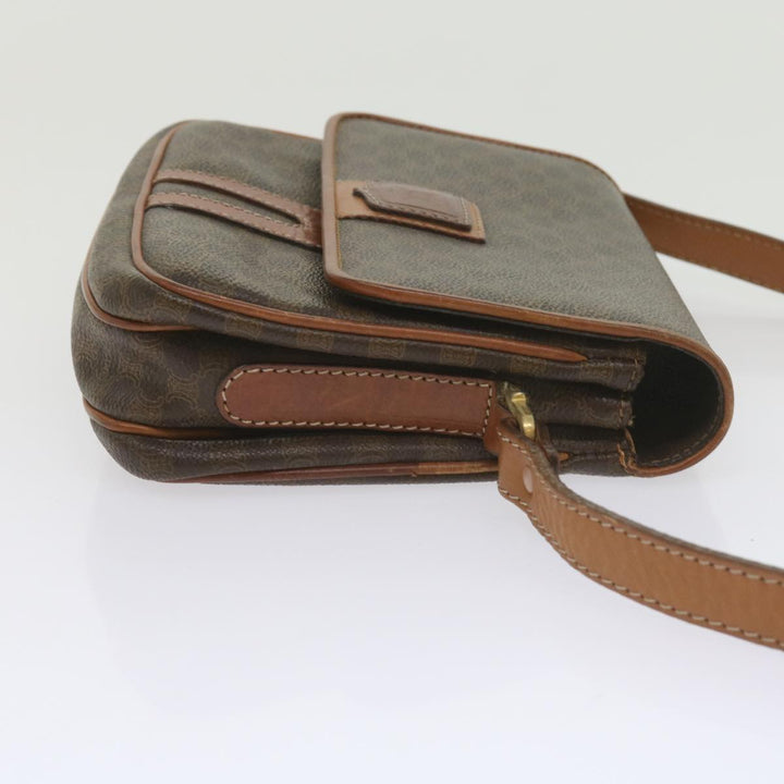 Celine Macadam Canvas Shoulder Bag PVC Leather Brown Auth ki3841