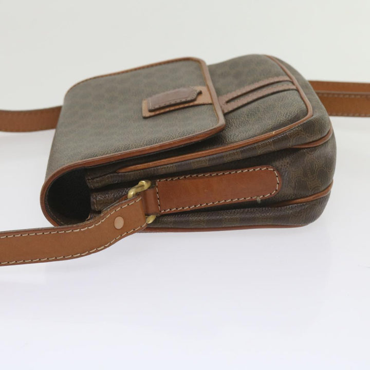 Celine Macadam Canvas Shoulder Bag PVC Leather Brown Auth ki3841