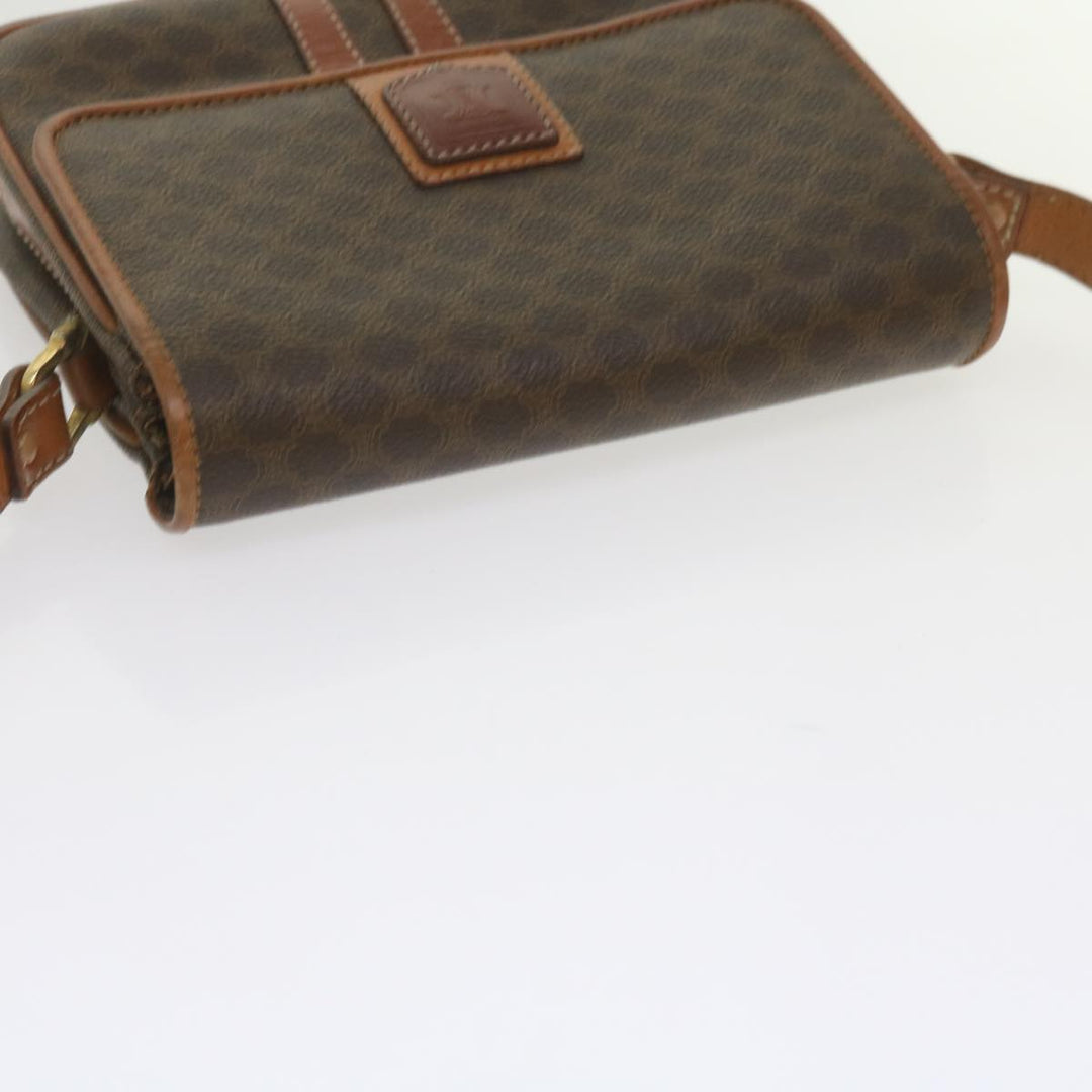 Celine Macadam Canvas Shoulder Bag PVC Leather Brown Auth ki3841