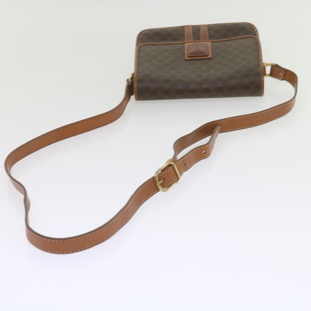 Celine Macadam Canvas Shoulder Bag PVC Leather Brown Auth ki3841