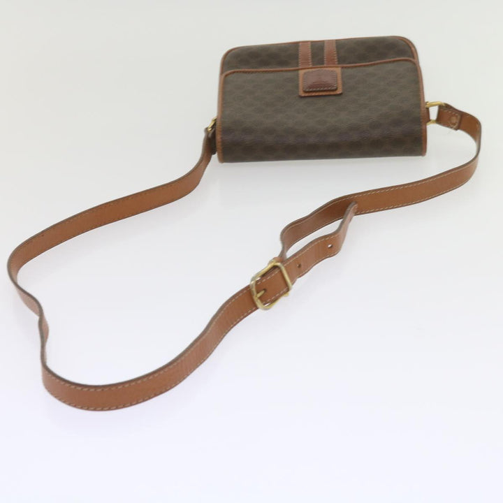 Celine Macadam Canvas Shoulder Bag PVC Leather Brown Auth ki3841