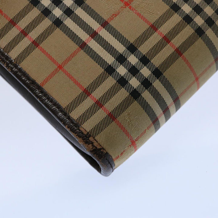 BurberrySs Nova Check Clutch Bag Nylon Canvas Brown Auth ki3865