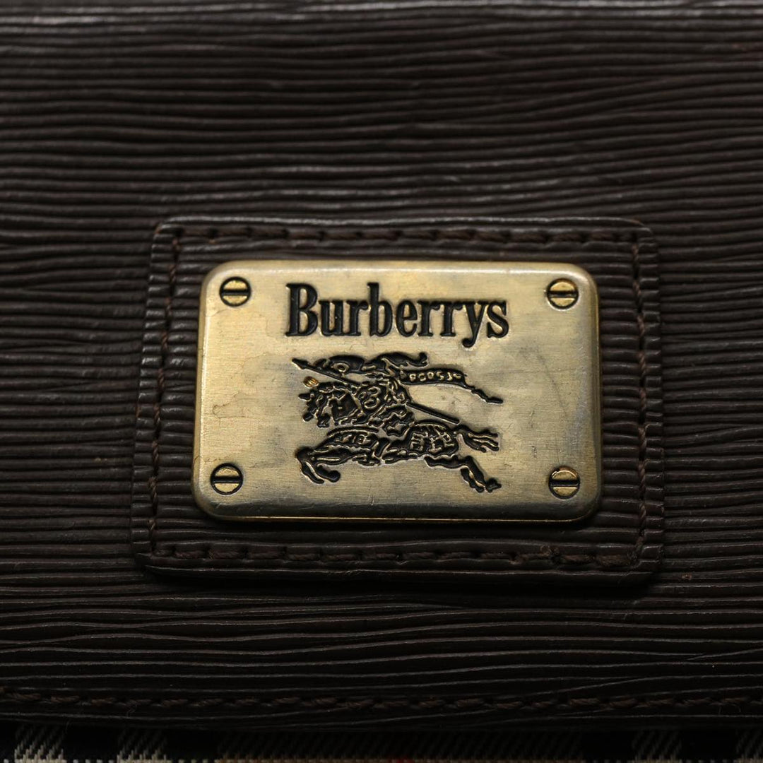 BurberrySs Nova Check Clutch Bag Nylon Canvas Brown Auth ki3865