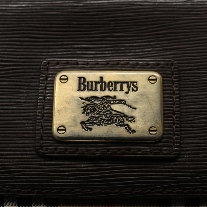 BurberrySs Nova Check Clutch Bag Nylon Canvas Brown Auth ki3865