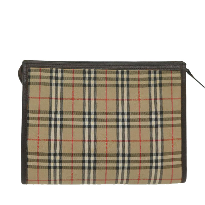 BurberrySs Nova Check Clutch Bag Nylon Canvas Beige Auth ki3989