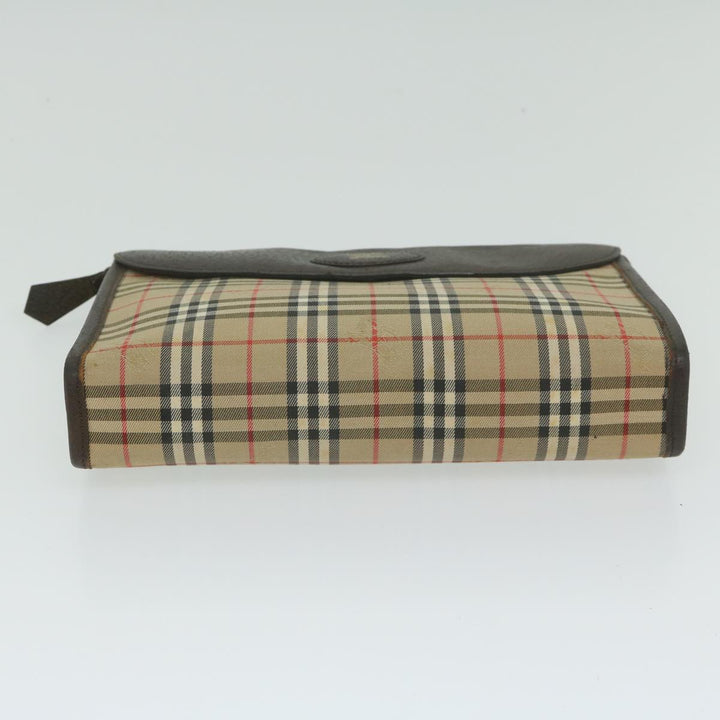 BurberrySs Nova Check Clutch Bag Nylon Canvas Beige Auth ki3989