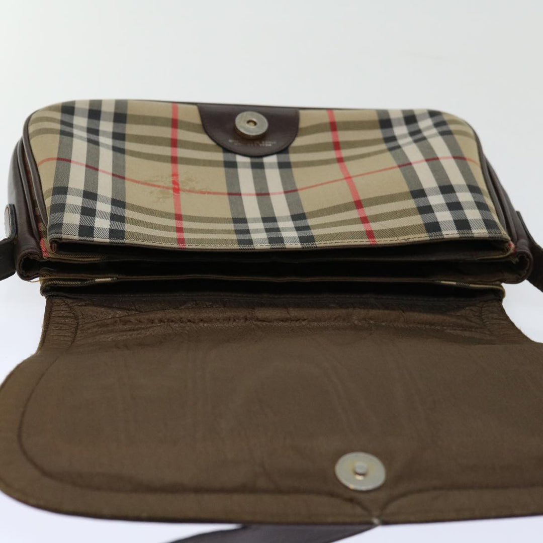 BurberrySs Nova Check Shoulder Bag Canvas Beige Auth ki4096