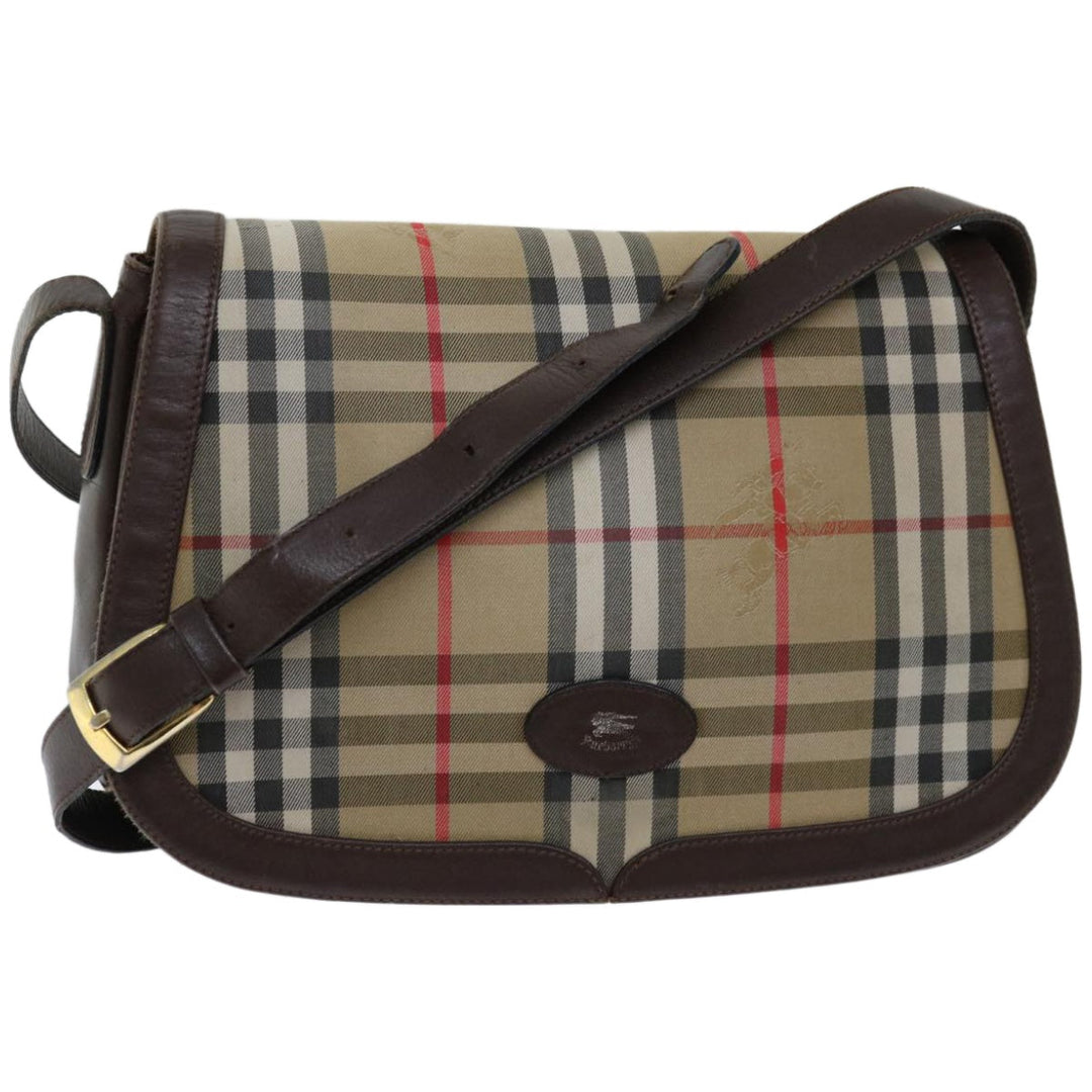 BurberrySs Nova Check Shoulder Bag Canvas Beige Auth ki4096
