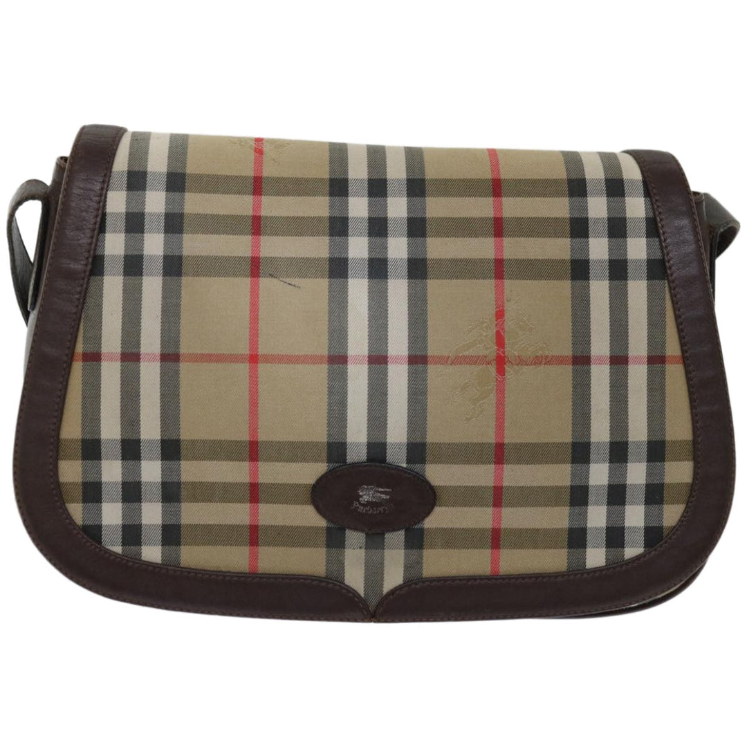 BurberrySs Nova Check Shoulder Bag Canvas Beige Auth ki4096