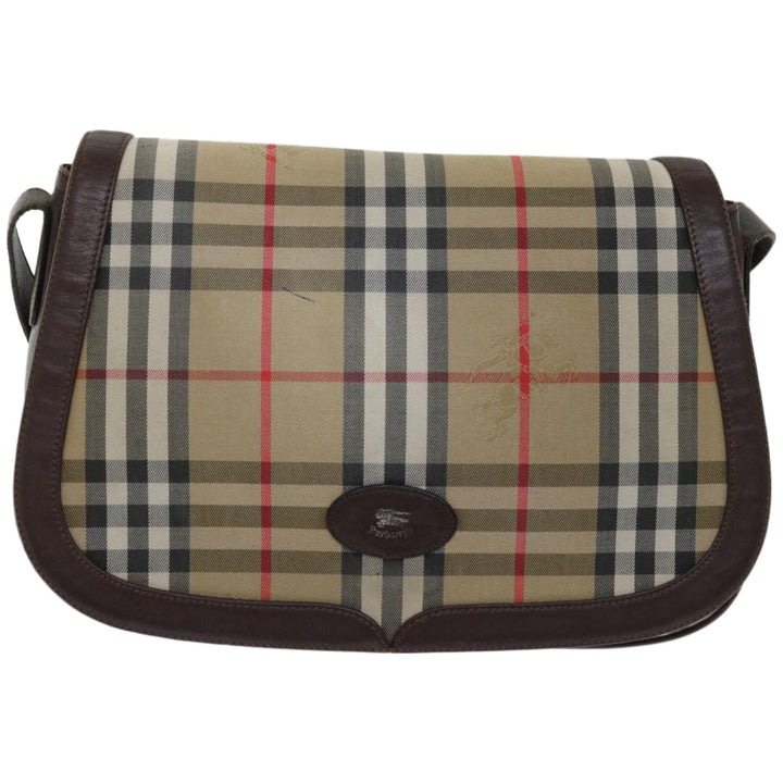 BurberrySs Nova Check Shoulder Bag Canvas Beige Auth ki4096