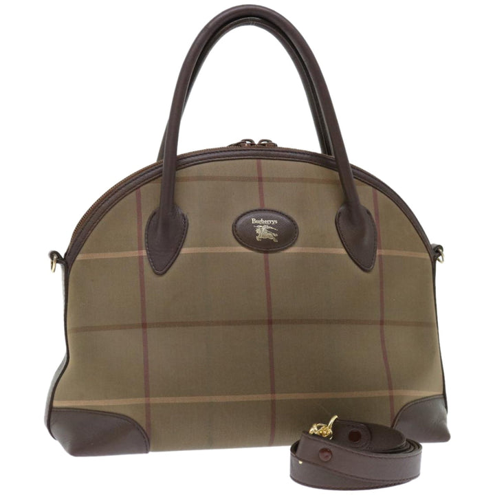 BURBERRYSs Nova Check Hand Bag Canvas 2way Brown Auth ki4099