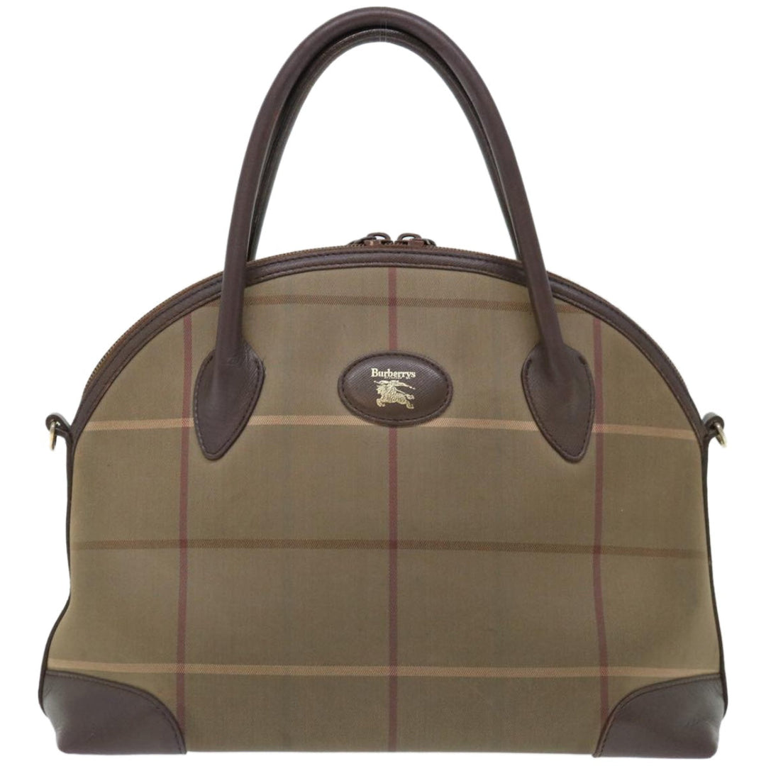 BURBERRYSs Nova Check Hand Bag Canvas 2way Brown Auth ki4099