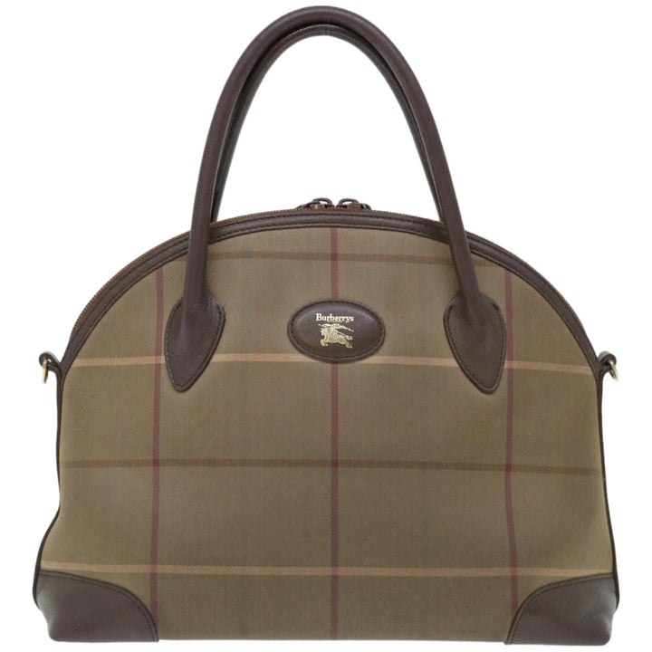 BURBERRYSs Nova Check Hand Bag Canvas 2way Brown Auth ki4099