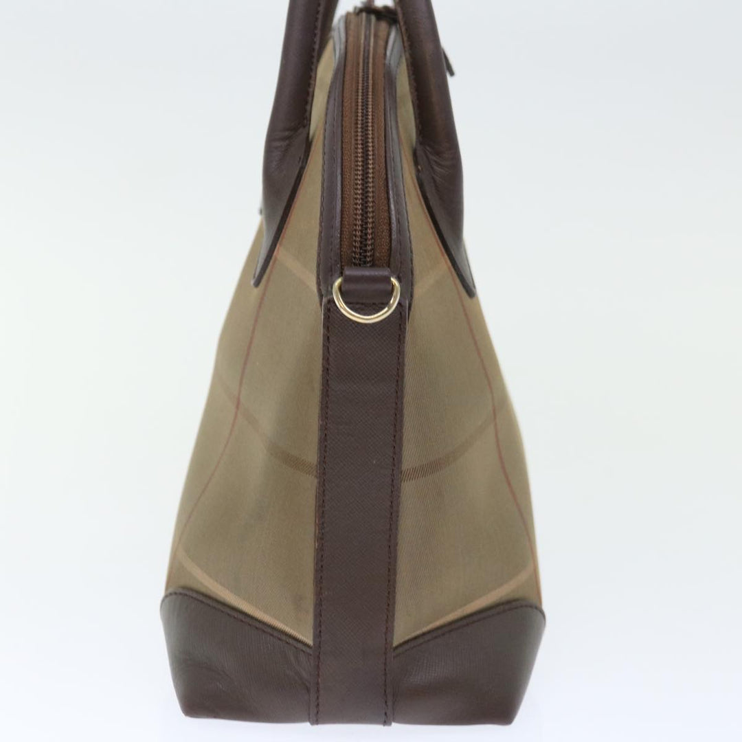 BURBERRYSs Nova Check Hand Bag Canvas 2way Brown Auth ki4099