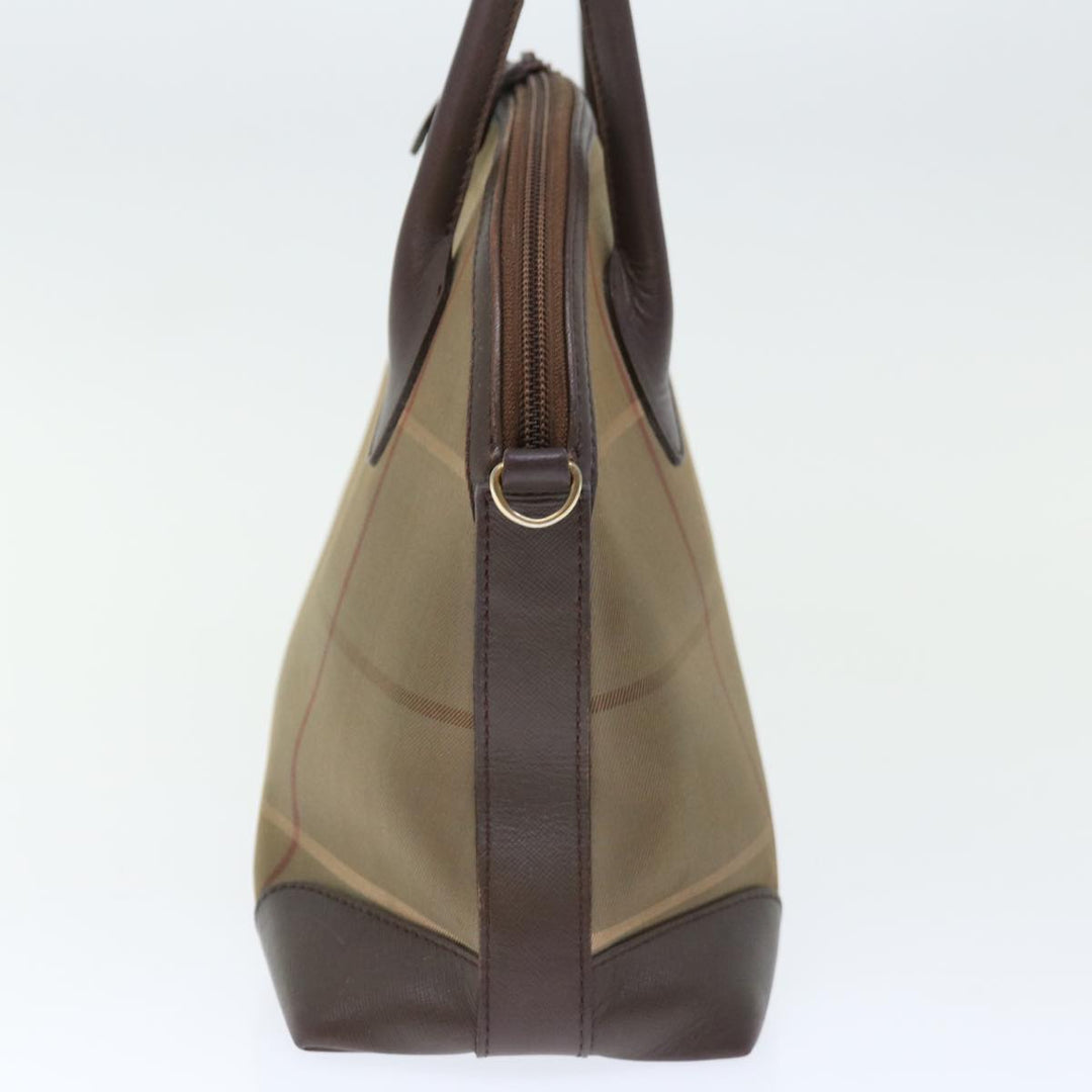 BURBERRYSs Nova Check Hand Bag Canvas 2way Brown Auth ki4099