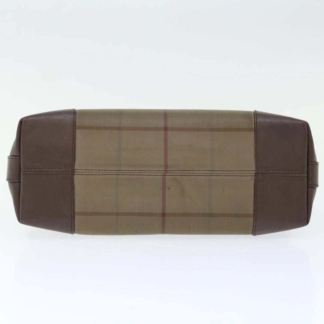 BURBERRYSs Nova Check Hand Bag Canvas 2way Brown Auth ki4099