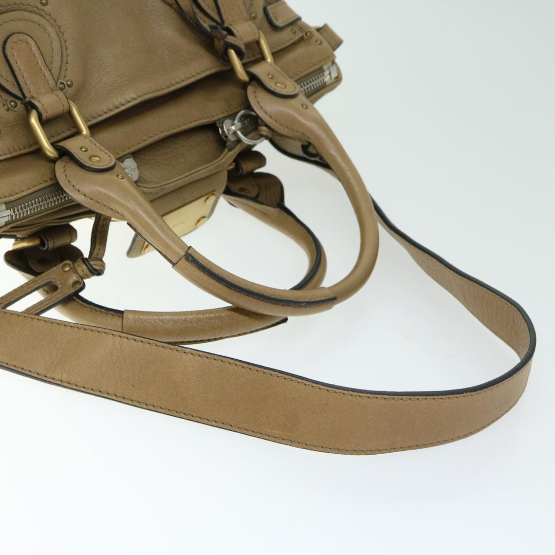 Chloe Paddington Hand Bag Leather 2way Beige 03 09 51 5276 ki4105