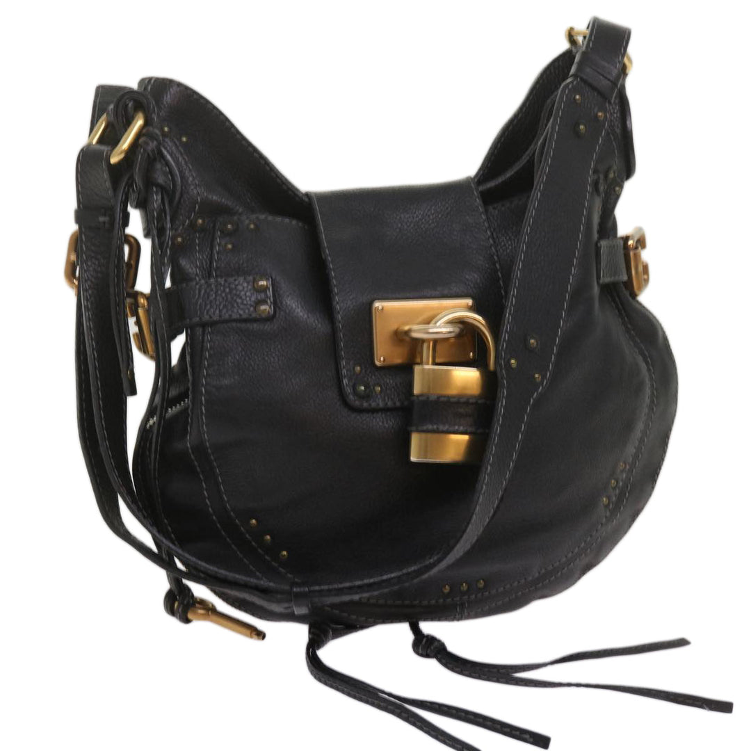 Chloe Shoulder Bag Leather Black ki4150