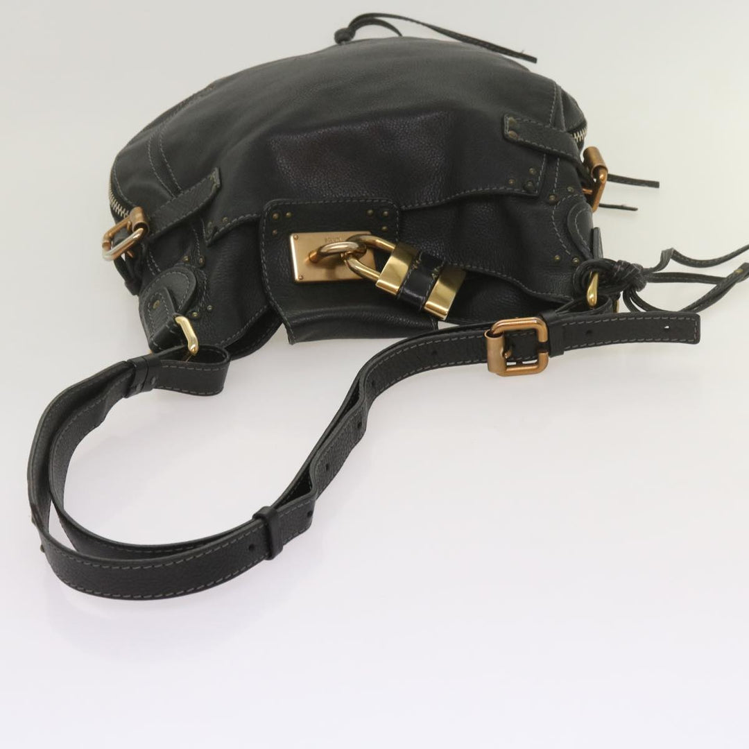 Chloe Shoulder Bag Leather Black ki4150