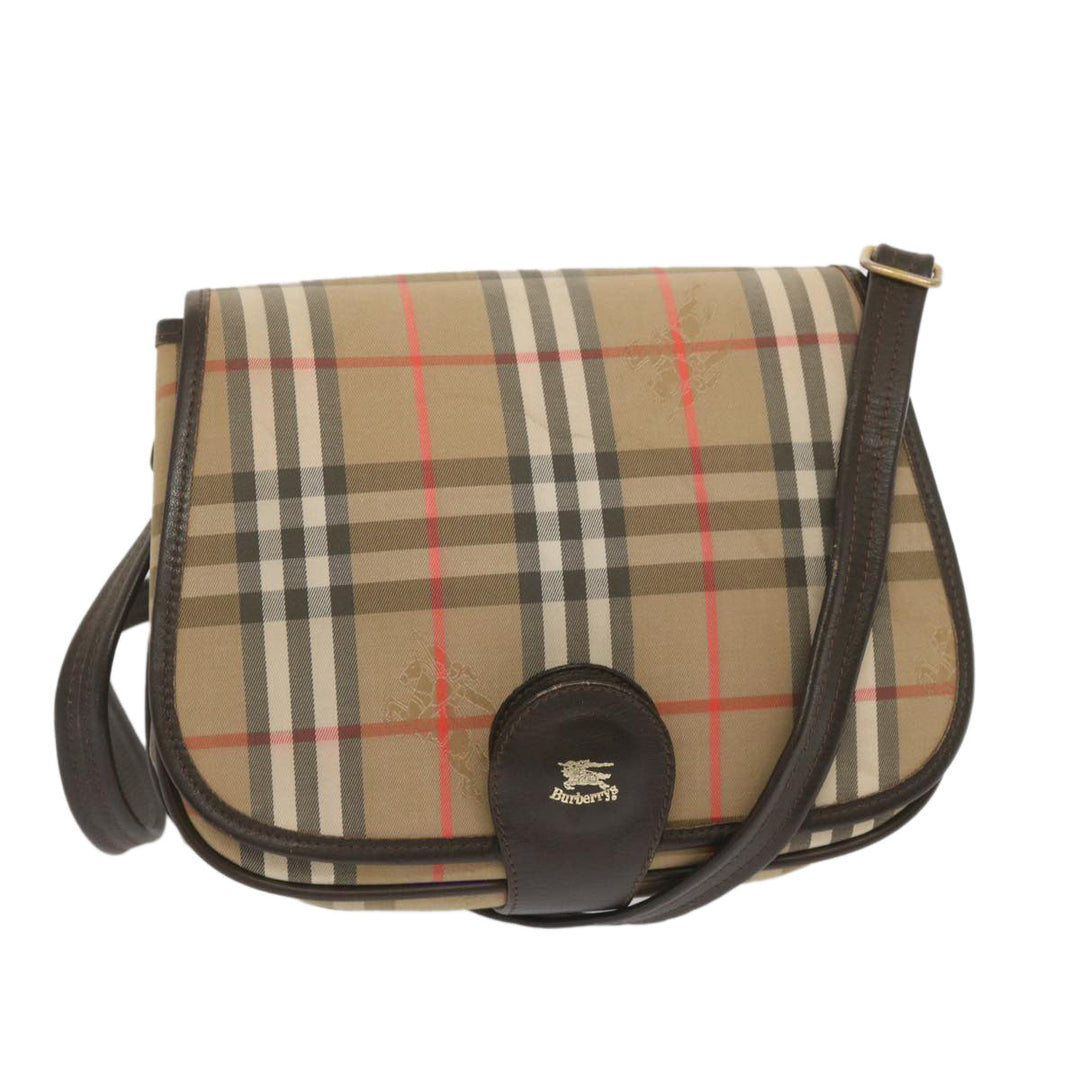 BurberrySs Nova Check Shoulder Bag Canvas Beige Auth ki4186