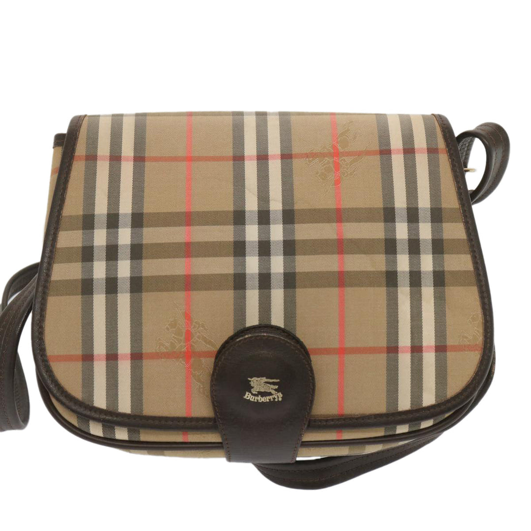BurberrySs Nova Check Shoulder Bag Canvas Beige Auth ki4186
