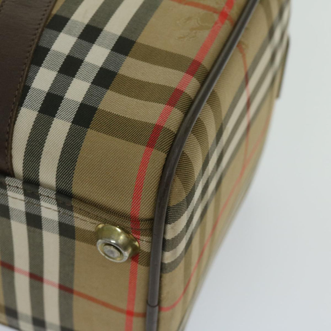 BurberrySs Nova Check Boston Bag Canvas Beige Auth ki4187