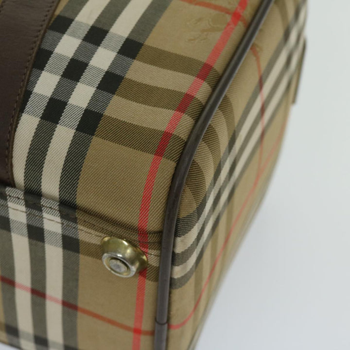 BurberrySs Nova Check Boston Bag Canvas Beige Auth ki4187