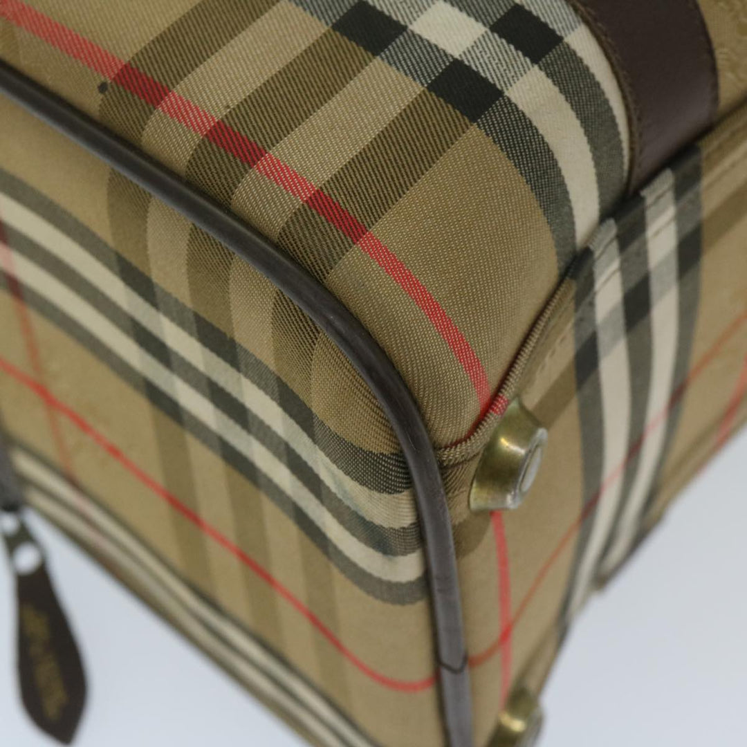 BurberrySs Nova Check Boston Bag Canvas Beige Auth ki4187