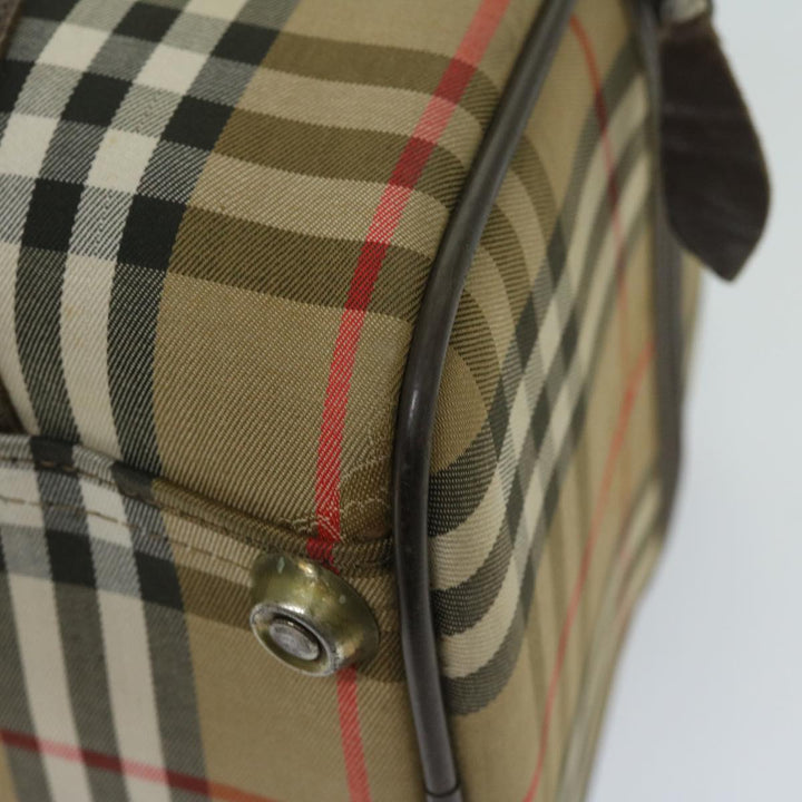 BurberrySs Nova Check Boston Bag Canvas Beige Auth ki4187