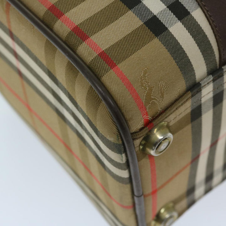 BurberrySs Nova Check Boston Bag Canvas Beige Auth ki4187